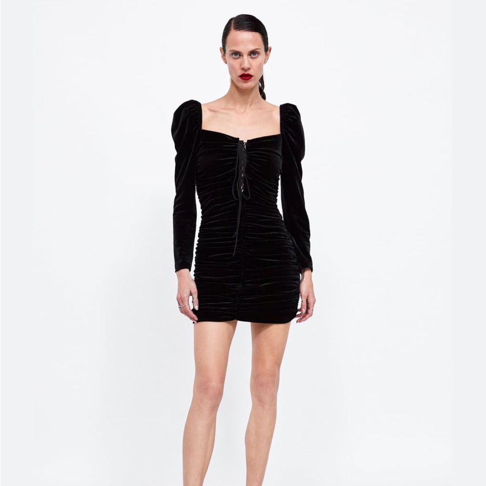 Zara black velvet dress
